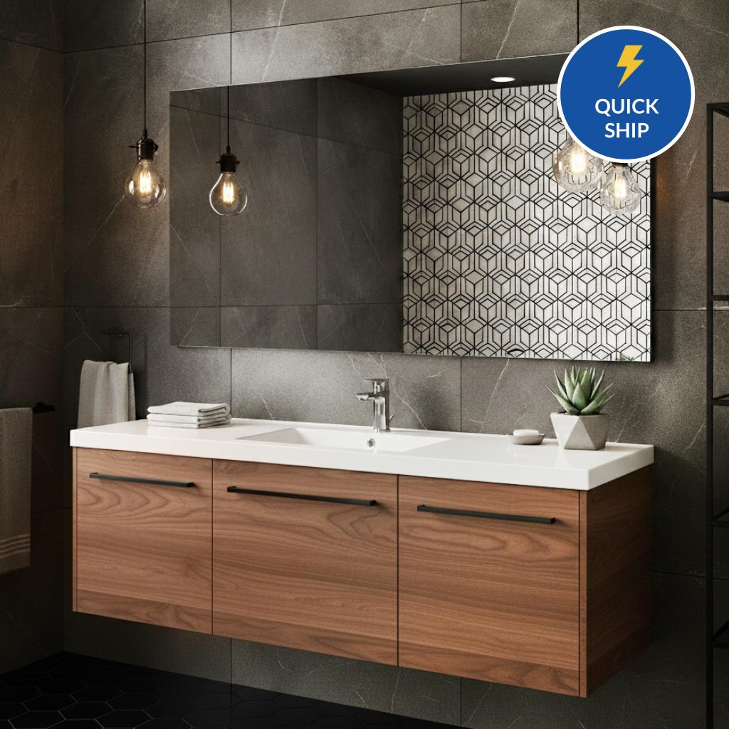 Quick Ship - Frank Custom Floating Bathroom Vanity - 1 Sink - 42 in. to 96 in. - Wall-Mounted