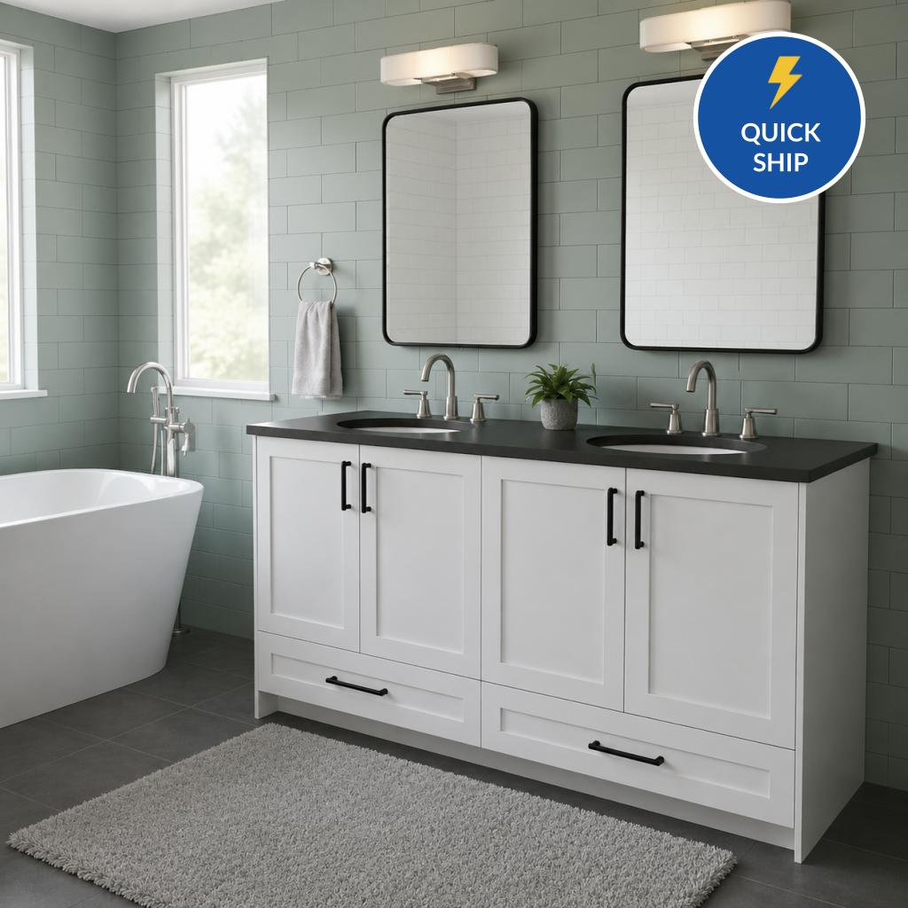 Quick Ship - Monroe Custom Bathroom Vanity - Double Sinks - 48 in. - 60 in. - 72 in.