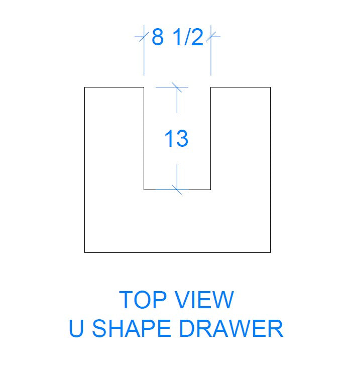 u-shaped bathroom vanity drawer