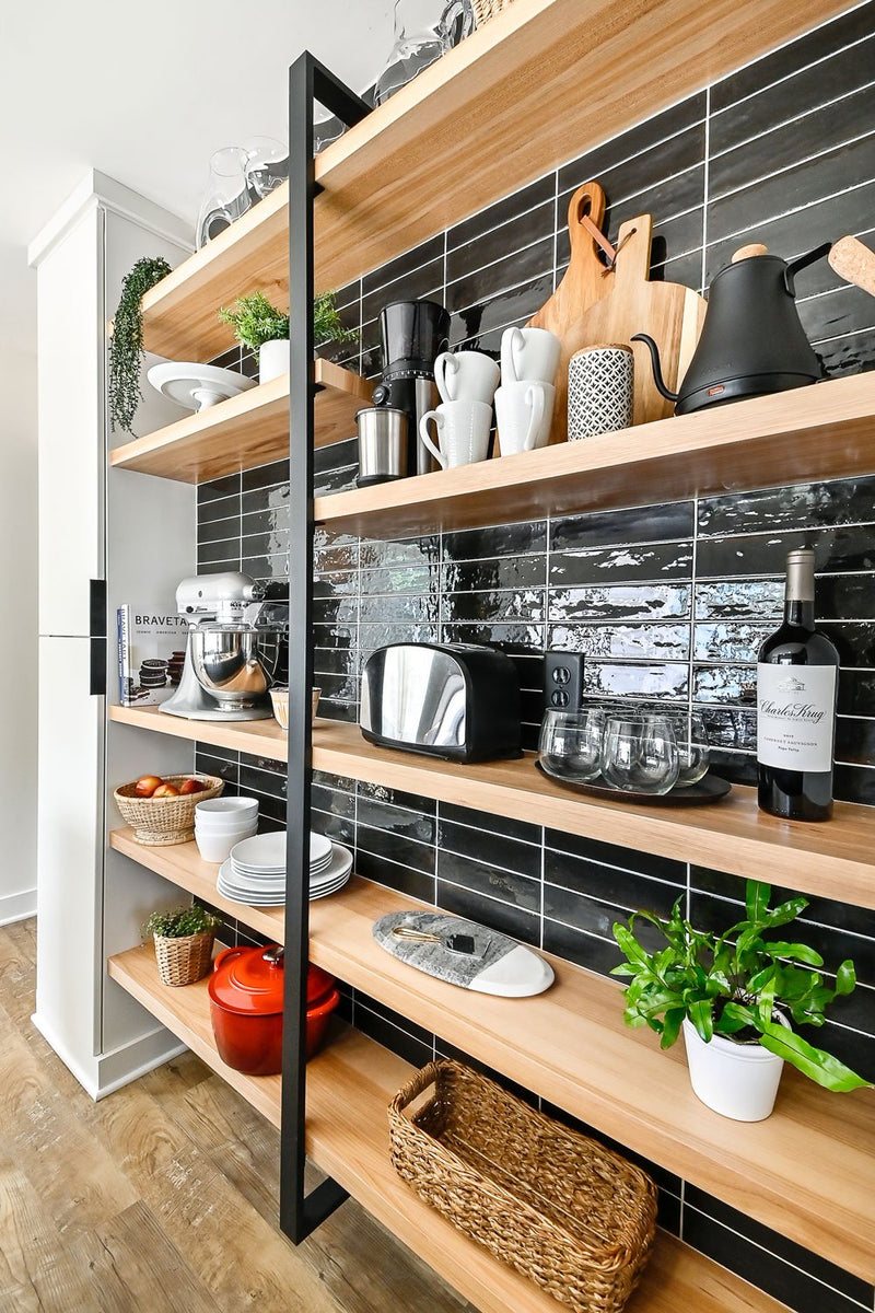 open shelving wall
