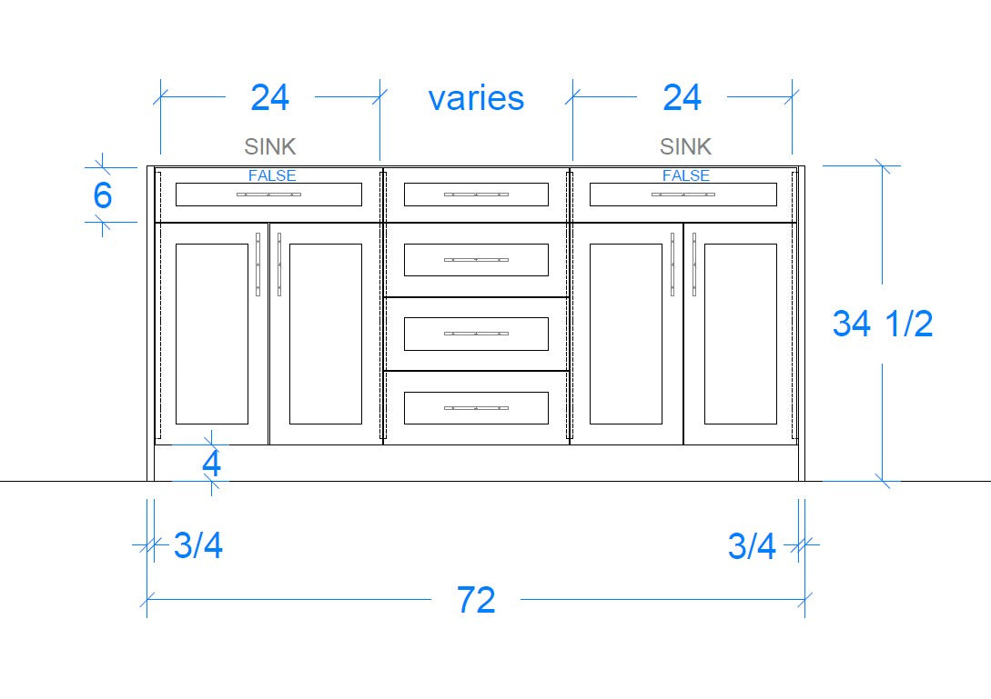 Ellis vanity 2 sinks measurements