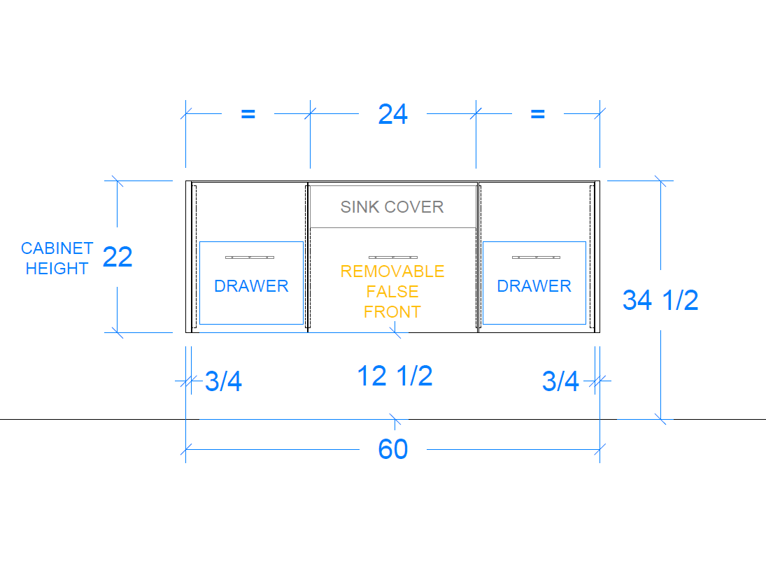 Frank vanity 1 sink measurements