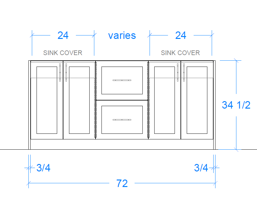 Geneva Custom Bathroom Vanity - Double Sinks - 57 in. to 96 in.