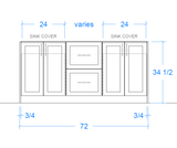Geneva Custom Bathroom Vanity - Double Sinks - 57 in. to 96 in.