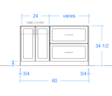 Geneva Custom Bathroom Vanity - 1 Sink - 33 in. to 60 in.