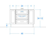Harlan vanity 1 sink measurements