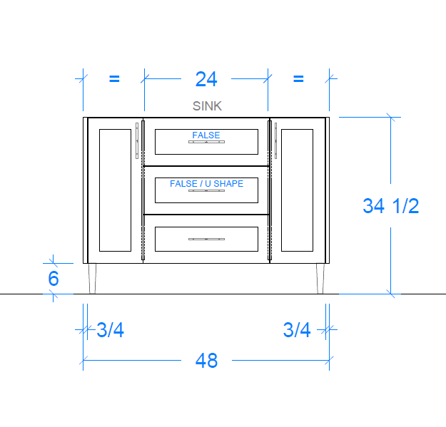 Harlan Custom Bathroom Vanity - 1 Sink - 36 in. to 72 in. - With Feet