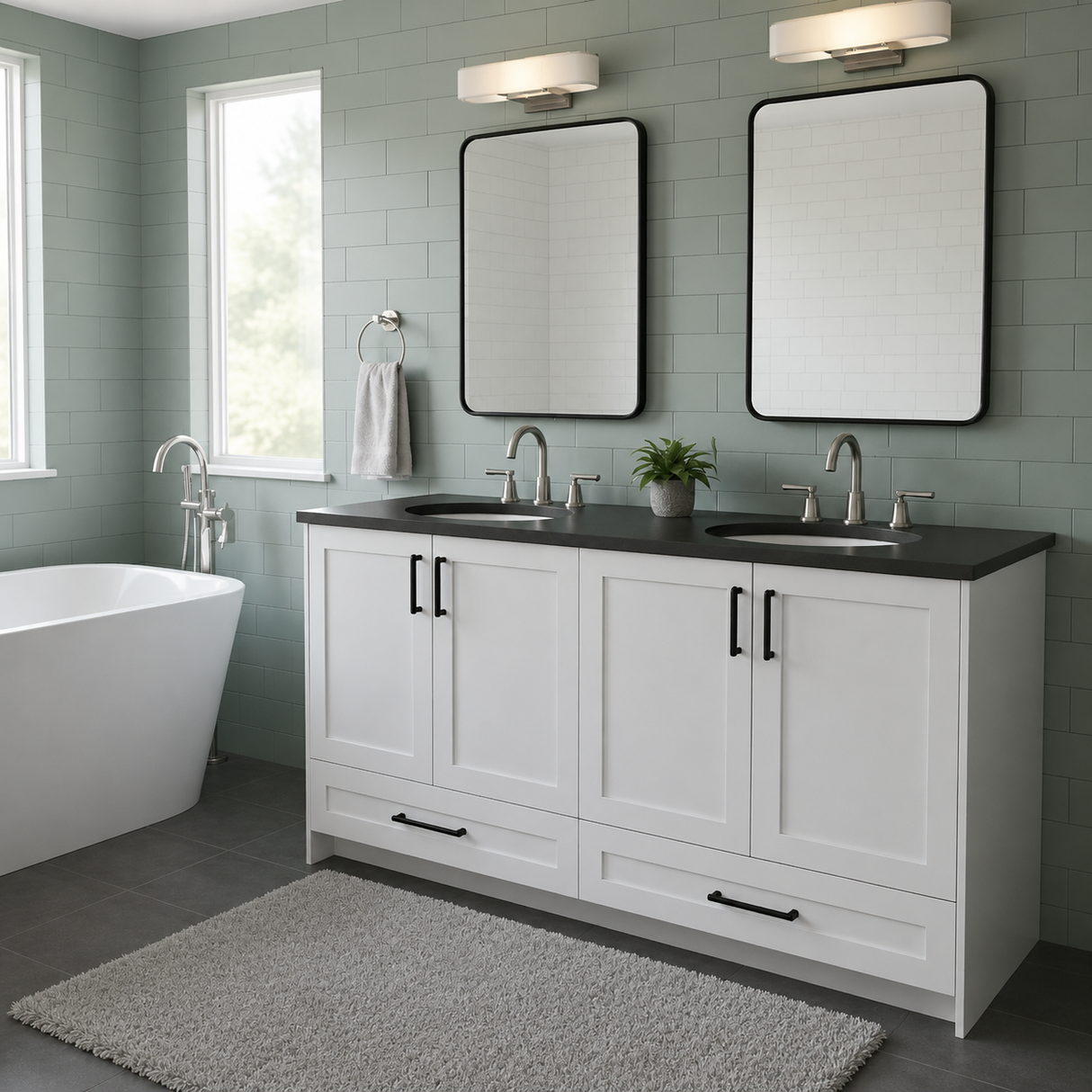 Monroe Custom Bathroom Vanity - Double Sinks - 48 in. - 60 in. - 72 in.