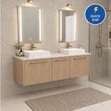 Quick Ship - Frank Custom Floating Bathroom Vanity - Double Sinks - 60 in. - 72 in. - 84 in. - 96 in. - Wall-Mounted
