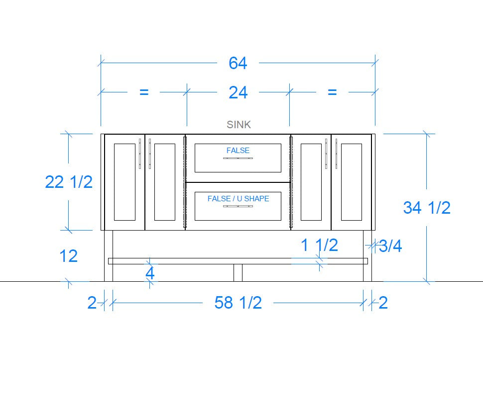 Rosalie vanity 1 sink measurements
