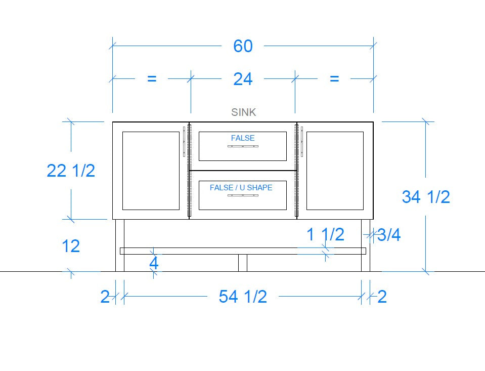 Rosalie vanity 1 sink measurements