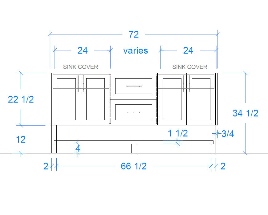 Rosalie vanity 2 sinks measurements