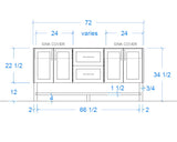 Rosalie vanity 2 sinks measurements