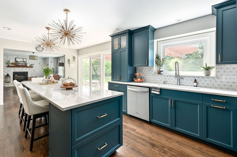 blue green cabinets