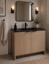 white oak vanity 2 door