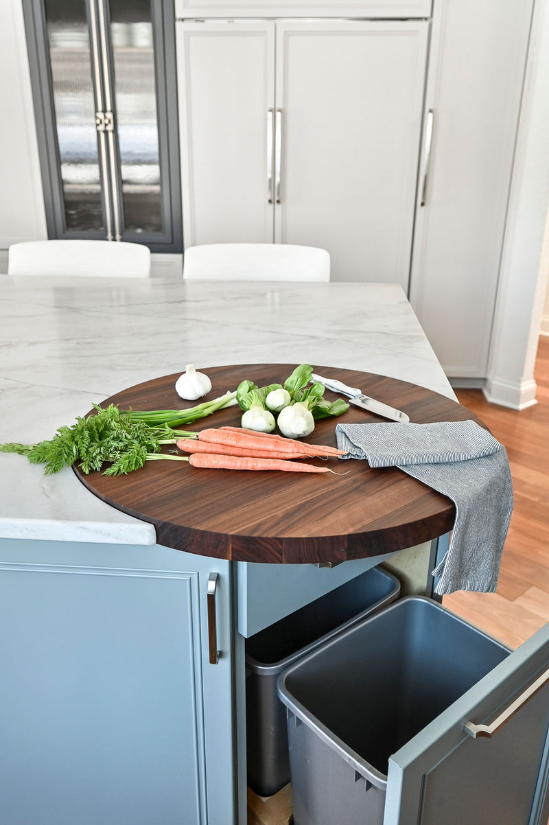 cutting board in counter