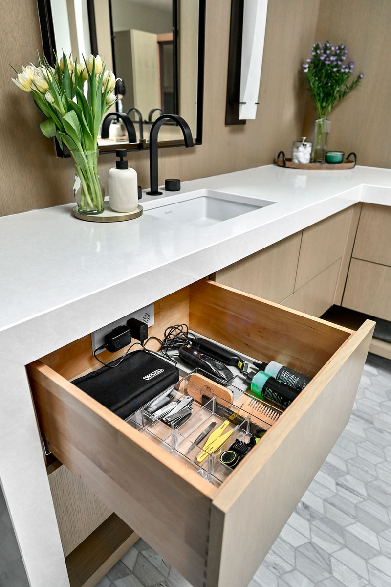 outlet in vanity drawer