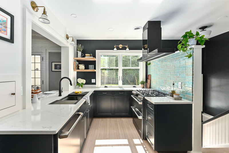 black cabinets