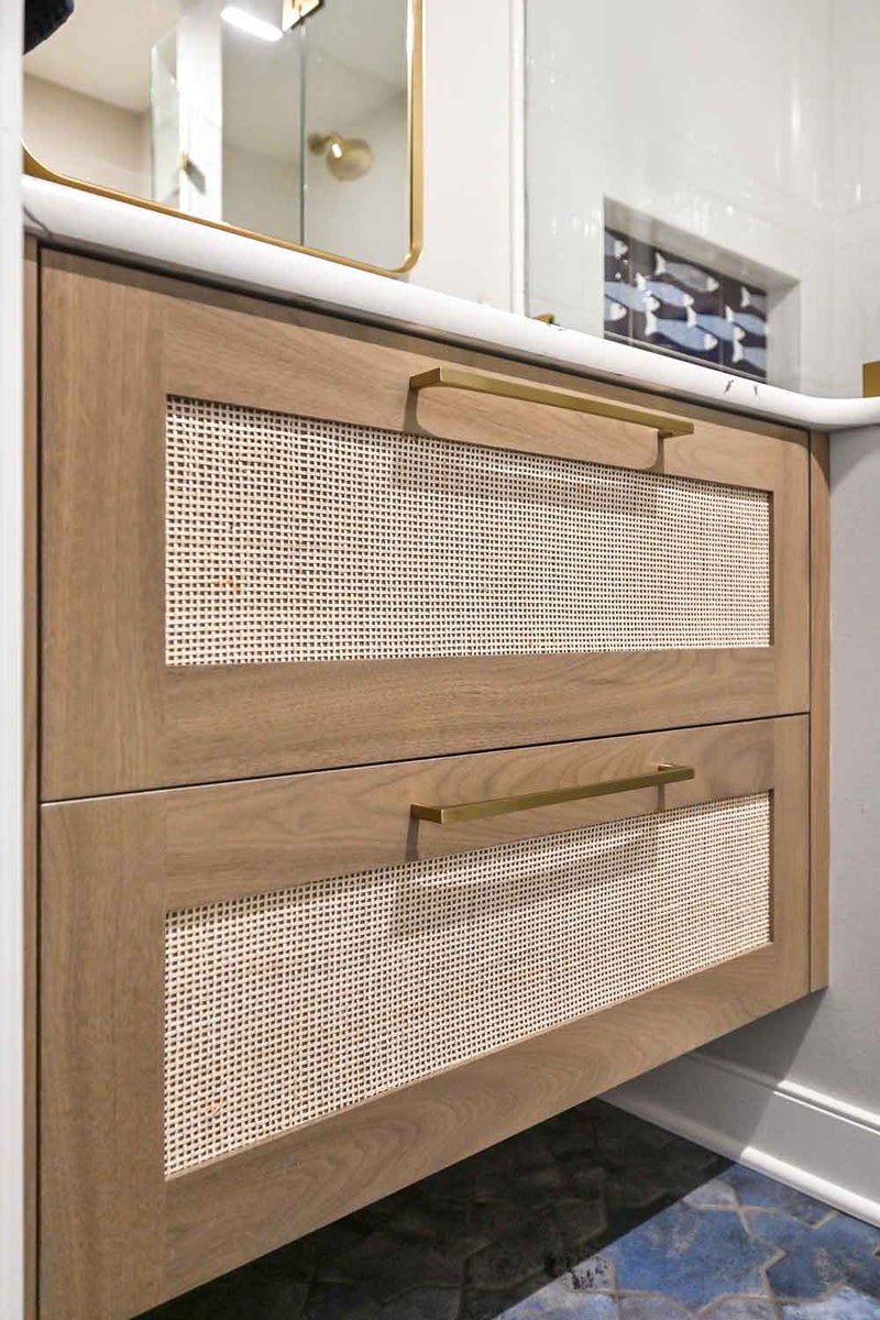 rattan drawer front vanity