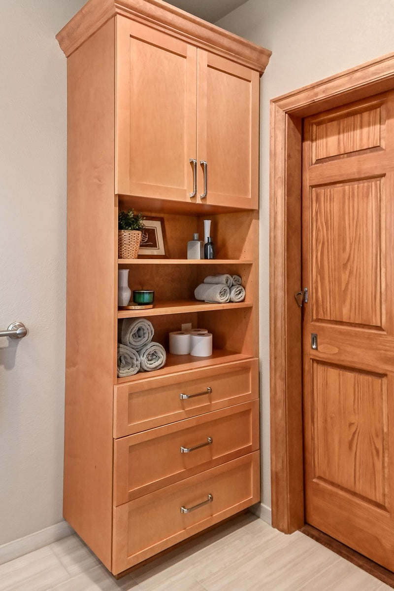 oak linen cabinet